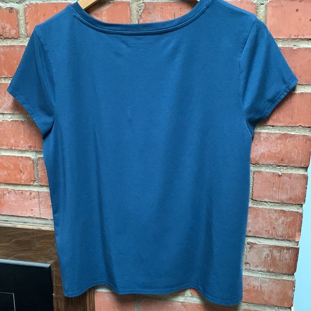 Teal Athleta cropped short sleeve top - Picture 4 of 7